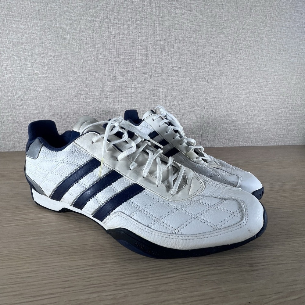 Vintage Adidas Team Leather O Grip Sneakers White Navy Men's Size 11.5 Y2K - Picture 12 of 15